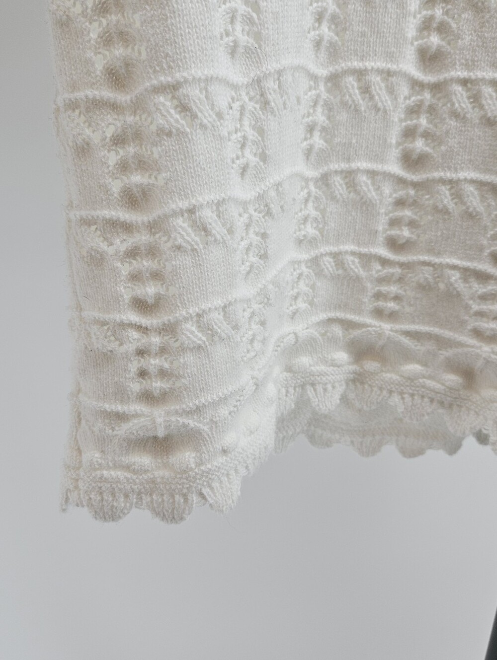 Zesica White Open Knit Crochet Sweater Top Scalloped Cottagecore Romantic - Picture 4 of 12